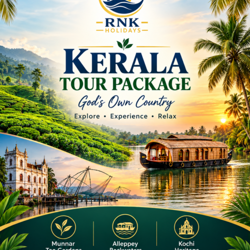 🌴 KERALA TOUR PACKAGES (01 to 10)God’s Own Country — Hills, Backwaters, Wildlife & Beaches📍 PACKAGE I: Cochin & Munnar Escape (3N / 4D)Route: Cochin (1N) – Munnar (2N) | Pickup & Drop: Cochin🗺️ Day-Wise ItineraryDay 01: Arrival in Cochin & Local Heritage SightseeingArrive at Cochin, transfer to hotel, and relax. Around 3:00 PM, visit the Dutch Palace, Jewish Synagogue, Chinese Fishing Nets, St. Francis Church, and Marine Drive. Overnight in Cochin. (Sightseeing applicable for morning arrivals).Day 02: Cochin to Munnar (150 km / ~4 hrs)Breakfast at hotel, then embark on a scenic drive to the rolling tea hills of Munnar. Check in and unwind at leisure. Overnight in Munnar.Day 03: Full-Day Munnar SightseeingVisit Mattupetty Dam, Echo Point, Tea Plantations, Rajamalai, and Eravikulam National Park (home to the Nilgiri Tahr). Overnight in Munnar.Day 04: Munnar to Cochin Departure (150 km / ~4 hrs)Breakfast, check out, and drive back to Cochin for your onward journey.💰 Pricing & Accommodation (Double Occupancy / 2 Pax)Category2 Pax BaseExtra AdultChild (With Bed)Child (No Bed)Dinner Supp. (p.p.)Economy₹9,750₹3,750₹3,500₹3,000₹2,500Standard₹11,750₹4,000₹3,750₹3,250₹2,750Deluxe₹13,750₹4,750₹4,500₹4,000₹3,000Best Combo₹15,750₹5,000₹4,750₹4,250₹3,250Premium₹17,750₹5,750₹5,500₹5,000₹3,500Luxury₹22,750₹7,250₹6,750₹5,500₹4,000Houseboat Upgrade (instead of Cochin hotel - AP Plan): Economy: ₹7,000 | Standard: ₹6,750 | Deluxe: ₹6,500 | Best Combo: ₹6,250 | Premium: ₹6,000 | Luxury: ₹5,000. (Premium 24-hr AC supplement: ₹2,000/couple).Transport Cost (Blocked for 550 km, 8 AM–8 PM):AC Sedan: ₹12,500 | AC Innova: ₹16,000 | Innova Crysta: ₹19,500 | 12-Seater TT: ₹21,000 | 17-Seater TT: ₹23,000.(Transport supplement if Houseboat opted instead of Cochin: Sedan +₹1,500 | Innova +₹2,000 | Crysta +₹2,500 | 12-TT +₹2,650 | 17-TT +₹3,250).📍 PACKAGE II: Munnar Hills & Backwaters (3N / 4D)Route: Munnar (2N) – Alleppey / Kumarakom (1N) | Pickup & Drop: Cochin🗺️ Day-Wise ItineraryDay 01: Cochin to Munnar (150 km / ~4 hrs)Meet upon arrival in Cochin and transfer directly to Munnar. Check-in, relax, and enjoy leisure time. Overnight in Munnar.Day 02: Munnar SightseeingFull-day sightseeing covering Mattupetty Dam, Echo Point, Tea Gardens, and Eravikulam National Park (Rajamalai). Overnight in Munnar.Day 03: Munnar to Alleppey / Kumarakom (160 km / ~4 hrs)Breakfast, check-out, and drive down to the backwaters. Check in to your backwater resort. In the evening, enjoy a peaceful backwater cruise/ride (own cost). Overnight in Alleppey/Kumarakom.Day 04: Alleppey/Kumarakom to Cochin Departure (100 km / ~2 hrs)Breakfast, check-out, and transfer to Cochin Airport / Railway Station.💰 Pricing & Accommodation (Double Occupancy / 2 Pax)Category2 Pax BaseExtra AdultChild (With Bed)Child (No Bed)Dinner Supp. (p.p.)Economy₹10,750₹4,250₹4,000₹3,750₹2,500Standard₹12,750₹4,500₹4,250₹4,000₹2,750Deluxe₹13,750₹5,000₹4,750₹4,500₹3,000Best Combo₹15,750₹5,500₹5,250₹4,750₹3,250Premium₹19,750₹8,000₹7,500₹6,000₹3,750Luxury₹21,750₹8,250₹7,750₹6,500₹4,000Houseboat Upgrade (instead of resort - AP Plan): Economy: ₹7,000 | Standard: ₹6,750 | Deluxe: ₹6,500 | Best Combo: ₹6,250 | Premium: ₹6,000 | Luxury: ₹5,000.Transport Cost (Blocked for 600 km, 8 AM–8 PM):AC Sedan: ₹13,750 | AC Innova: ₹17,000 | Innova Crysta: ₹21,000 | 12-Seater TT: ₹23,000 | 17-Seater TT: ₹25,000.📍 PACKAGE III: Heritage, Backwaters & Beach (3N / 4D)Route: Cochin (1N) – Alleppey / Kumarakom (1N) – Cherai / Marari Beach (1N) | Pickup & Drop: Cochin🗺️ Day-Wise ItineraryDay 01: Arrival at Cochin & City SightsCheck in, rest, and at 3 PM explore Dutch Palace, Jewish Synagogue, Chinese Fishing Nets, and Marine Drive. Overnight in Cochin.Day 02: Cochin to Alleppey / Kumarakom (100 km / ~2 hrs)Drive to the backwater paradise. Check into the resort and experience a tranquil evening backwater boat ride (own cost). Overnight in Alleppey/Kumarakom.Day 03: Alleppey to Marari / Cherai Beach (50 km / ~1 hr)Short morning drive to the golden shores of Marari or Cherai. Spend the evening relaxing on the beach. Overnight at Beach Resort.Day 04: Beach to Cochin Departure (100 km / ~2 hrs)Breakfast, check-out, and transfer to Cochin for departure.💰 Pricing & Accommodation (Double Occupancy / 2 Pax)Category2 Pax BaseExtra AdultChild (With Bed)Child (No Bed)Dinner Supp. (p.p.)Economy₹11,750₹4,250₹4,000₹3,750₹2,500Standard₹12,750₹4,750₹4,500₹4,000₹2,750Deluxe₹15,750₹5,750₹5,500₹5,000₹3,000Best Combo₹17,750₹6,000₹5,500₹5,250₹3,250Premium₹19,750₹6,500₹6,000₹5,500₹4,000Luxury₹23,750₹6,500₹6,000₹5,500₹4,250Houseboat Upgrade (instead of resort): Economy: ₹7,000 | Standard: ₹6,750 | Deluxe: ₹6,500 | Best Combo: ₹6,250 | Premium: ₹6,000 | Luxury: ₹5,000.Transport Cost (Blocked for 550 km, 8 AM–8 PM):AC Sedan: ₹12,500 | AC Innova: ₹16,000 | Innova Crysta: ₹19,500 | 12-Seater TT: ₹21,000 | 17-Seater TT: ₹23,000.📍 PACKAGE IV: City & Backwater Leisure (3N / 4D)Route: Cochin (1N) – Alleppey / Kumarakom (2N) | Pickup & Drop: Cochin🗺️ Day-Wise ItineraryDay 01: Arrival in Cochin & Local Heritage TourCheck in, rest, and visit Mattancherry, Jew Town, Chinese Nets, and Marine Drive. Overnight in Cochin.Day 02: Cochin to Alleppey / Kumarakom (100 km / ~2 hrs)Drive to backwaters. Check into hotel/resort and enjoy an evening village canal ride (own cost). Overnight in Alleppey/Kumarakom.Day 03: Full Day at Leisure in BackwatersRelax at the resort, indulge in Ayurvedic massages, or explore serene backwater villages. Overnight in Alleppey/Kumarakom.Day 04: Backwater to Cochin Departure (100 km / ~2 hrs)Check out after breakfast and drive to Cochin for departure.💰 Pricing & Accommodation (Double Occupancy / 2 Pax)Category2 Pax BaseExtra AdultChild (With Bed)Child (No Bed)Dinner Supp. (p.p.)Economy₹10,750₹4,250₹4,000₹3,750₹2,500Standard₹11,750₹4,500₹4,250₹4,000₹2,750Deluxe₹12,750₹5,000₹4,750₹4,500₹3,000Best Combo₹14,750₹5,500₹5,250₹4,750₹3,250Premium₹19,750₹8,000₹7,500₹6,000₹3,750Luxury₹24,750₹8,250₹7,750₹6,500₹4,000Houseboat Upgrade (1 night instead of resort): Economy: ₹7,000 | Standard: ₹6,750 | Deluxe: ₹6,500 | Best Combo: ₹6,250 | Premium: ₹6,000 | Luxury: ₹5,000.Transport Cost (Blocked for 550 km, 8 AM–8 PM):AC Sedan: ₹12,500 | AC Innova: ₹16,000 | Innova Crysta: ₹19,500 | 12-Seater TT: ₹21,000 | 17-Seater TT: ₹23,000.📍 PACKAGE V: Backwaters & Southern Beaches (3N / 4D)Route: Alleppey / Kumarakom (1N) – Kovalam / Poovar (2N) | Pickup: Cochin | Drop: Trivandrum🗺️ Day-Wise ItineraryDay 01: Cochin to Alleppey / Kumarakom (100 km / ~2 hrs)Arrival in Cochin and direct drive to Alleppey/Kumarakom. Evening backwater ride (own cost). Overnight in Alleppey/Kumarakom.Day 02: Alleppey to Kovalam / Poovar (180 km / ~4 hrs)Scenic drive along the coastal belt to Kovalam/Poovar. Check-in and relax by the golden beach. Overnight in Kovalam/Poovar.Day 03: Trivandrum Sightseeing & Kovalam BeachVisit the sacred Sri Padmanabhaswamy Temple, Padmanabhapuram Palace, and spend sunset on Lighthouse Beach. Overnight in Kovalam/Poovar.Day 04: Kovalam to Trivandrum Departure (100 km / ~2 hrs)Breakfast, check-out, and transfer to Trivandrum Airport / Railway Station.💰 Pricing & Accommodation (Double Occupancy / 2 Pax)Category2 Pax BaseExtra AdultChild (With Bed)Child (No Bed)Dinner Supp. (p.p.)Economy₹11,750₹4,250₹4,000₹3,750₹2,500Standard₹12,750₹4,500₹4,250₹4,000₹2,750Deluxe₹13,750₹5,000₹4,750₹4,500₹3,000Best Combo₹15,750₹5,500₹5,250₹4,750₹3,500Premium₹19,750₹8,000₹7,500₹6,000₹4,000Luxury₹25,750₹8,250₹7,750₹6,500₹4,500Houseboat Upgrade: Same as previous packages (starts from ₹5,000–₹7,000).Transport Cost (Blocked for 650 km, 8 AM–8 PM):AC Sedan: ₹14,500 | AC Innova: ₹18,500 | Innova Crysta: ₹22,500 | 12-Seater TT: ₹24,000 | 17-Seater TT: ₹26,000.(Optional Kanyakumari Excursion Extra: Sedan: ₹4,250 | Innova: ₹5,500 | Crysta: ₹5,750 | 12-TT: ₹6,000 | 17-TT: ₹6,750).📍 PACKAGE VI: Classic Kerala Trio (4N / 5D)Route: Cochin (1N) – Munnar (2N) – Alleppey / Kumarakom (1N) | Pickup & Drop: Cochin🗺️ Day-Wise ItineraryDay 01: Arrival in Cochin & Local Heritage TourDutch Palace, Jewish Synagogue, Chinese Fishing Nets, Marine Drive. Overnight in Cochin.Day 02: Cochin to Munnar Hill Station (150 km / ~4 hrs)Drive past Cheeyappara waterfalls to Munnar. Leisure evening. Overnight in Munnar.Day 03: Munnar Tea Valleys & National ParkMattupetty Dam, Echo Point, Tea Museum/Plantations, and Rajamalai (Eravikulam). Overnight in Munnar.Day 04: Munnar to Alleppey / Kumarakom Backwaters (160 km / ~4 hrs)Scenic drive to backwaters. Evening village canal boat ride (own cost). Overnight in Alleppey/Kumarakom.Day 05: Departure via Cochin (100 km / ~2 hrs)Morning check-out and transfer to Cochin Airport / Railway Station.💰 Pricing & Accommodation (Double Occupancy / 2 Pax)Category2 Pax BaseExtra AdultChild (With Bed)Child (No Bed)Dinner Supp. (p.p.)Economy₹13,750₹5,500₹5,250₹5,000₹3,250Standard₹16,750₹6,250₹6,000₹5,500₹3,500Deluxe₹17,750₹6,750₹6,500₹6,000₹3,750Best Combo₹20,750₹7,500₹7,000₹6,000₹4,250Premium₹24,750₹8,500₹8,000₹7,000₹5,000Luxury₹29,750₹9,500₹8,500₹7,500₹5,500Transport Cost (Blocked for 700 km, 8 AM–8 PM):AC Sedan: ₹16,000 | AC Innova: ₹21,000 | Innova Crysta: ₹26,000 | 12-Seater TT: ₹27,500 | 17-Seater TT: ₹30,000.📍 PACKAGE VII: Hills, Wildlife & Backwaters (4N / 5D)Route: Munnar (2N) – Thekkady (1N) – Alleppey / Kumarakom (1N) | Pickup & Drop: Cochin🗺️ Day-Wise ItineraryDay 01: Cochin to Munnar (150 km / ~4 hrs)Arrival and drive straight to Munnar. Leisure time. Overnight in Munnar.Day 02: Munnar SightseeingMattupetty Dam, Echo Point, Tea Plantations, Rajamalai (Eravikulam National Park). Overnight in Munnar.Day 03: Munnar to Thekkady / Periyar Wildlife (125 km / ~4 hrs)Drive to Periyar. At 3 PM, enjoy the Periyar Lake Boat Safari for wildlife spotting (own cost) and evening spice shopping. Overnight in Thekkady.Day 04: Thekkady to Alleppey / Kumarakom (160 km / ~4 hrs)Descend to backwaters. Evening village backwater cruise (own cost). Overnight in Alleppey/Kumarakom.Day 05: Alleppey to Cochin Departure (100 km / ~2 hrs)Transfer to Cochin Airport / Railway Station.💰 Pricing & Accommodation (Double Occupancy / 2 Pax)Category2 Pax BaseExtra AdultChild (With Bed)Child (No Bed)Dinner Supp. (p.p.)Economy₹14,750₹4,250₹4,000₹3,750₹3,000Standard₹17,750₹4,750₹4,500₹4,250₹3,250Deluxe₹18,750₹5,000₹4,750₹4,500₹3,500Best Combo₹22,750₹5,500₹5,000₹4,250₹4,000Premium₹28,750₹7,500₹6,500₹5,500₹4,500Luxury₹30,750₹9,500₹8,000₹6,500₹5,500Transport Cost (Blocked for 700 km, 8 AM–8 PM):AC Sedan: ₹16,000 | AC Innova: ₹21,000 | Innova Crysta: ₹26,000 | 12-Seater TT: ₹27,500 | 17-Seater TT: ₹30,000.📍 PACKAGE VIII: Hills, Backwaters & Beach (4N / 5D)Route: Munnar (2N) – Alleppey / Kumarakom (1N) – Cherai / Marari Beach (1N) | Pickup & Drop: Cochin🗺️ Day-Wise ItineraryDay 01: Cochin to Munnar (150 km / ~4 hrs)Arrival and drive to Munnar. Relax at the resort. Overnight in Munnar.Day 02: Munnar SightseeingExplore tea valleys, Mattupetty, Echo Point, and Rajamalai. Overnight in Munnar.Day 03: Munnar to Alleppey / Kumarakom (160 km / ~4 hrs)Drive to backwaters. Relax or take an evening village boat cruise (own cost). Overnight in Alleppey/Kumarakom.Day 04: Alleppey to Marari / Cherai Beach (50 km / ~1 hr)Drive to the beach resort. Spend a tranquil evening relaxing on the beach. Overnight at Beach Resort.Day 05: Beach to Cochin Departure (100 km / ~2 hrs)Drive back to Cochin for your onward journey.💰 Pricing & Accommodation (Double Occupancy / 2 Pax)Category2 Pax BaseExtra AdultChild (With Bed)Child (No Bed)Dinner Supp. (p.p.)Economy₹15,750₹5,500₹5,250₹5,000₹3,500Standard₹17,750₹6,250₹6,000₹5,500₹3,750Deluxe₹20,750₹6,750₹6,500₹6,000₹4,000Best Combo₹22,750₹8,000₹7,500₹6,500₹4,500Premium₹27,750₹9,000₹8,000₹7,000₹5,750Luxury₹29,750₹9,500₹8,500₹7,500₹6,000Transport Cost (Blocked for 700 km, 8 AM–8 PM):AC Sedan: ₹16,000 | AC Innova: ₹21,000 | Innova Crysta: ₹26,000 | 12-Seater TT: ₹27,500 | 17-Seater TT: ₹30,000.📍 PACKAGE IX: Complete Kerala Grandeur (5N / 6D)Route: Cochin (1N) – Munnar (2N) – Thekkady (1N) – Alleppey / Kumarakom (1N) | Pickup & Drop: Cochin🗺️ Day-Wise ItineraryDay 01: Arrival at Cochin & Heritage TourDutch Palace, Jewish Synagogue, Chinese Fishing Nets, Marine Drive. Overnight in Cochin.Day 02: Cochin to Munnar (150 km / ~4 hrs)Drive to the tea gardens of Munnar. Overnight in Munnar.Day 03: Munnar SightseeingMattupetty Dam, Echo Point, Tea Plantations, Eravikulam National Park. Overnight in Munnar.Day 04: Munnar to Thekkady (125 km / ~4 hrs)Periyar Wildlife Sanctuary boat safari (own cost) and spice shopping. Overnight in Thekkady.Day 05: Thekkady to Alleppey / Kumarakom (160 km / ~4 hrs)Check in to backwater resort. Evening village canal ride (own cost). Overnight in Alleppey/Kumarakom.Day 06: Backwaters to Cochin Departure (100 km / ~2 hrs)Transfer to Cochin Airport / Railway Station.💰 Pricing & Accommodation (Double Occupancy / 2 Pax)Category2 Pax BaseExtra AdultChild (With Bed)Child (No Bed)Dinner Supp. (p.p.)Economy₹17,750₹6,250₹5,750₹5,000₹4,250Standard₹19,750₹6,750₹6,000₹5,500₹4,500Deluxe₹21,750₹7,750₹7,000₹6,250₹4,750Best Combo₹24,750₹8,250₹7,500₹6,500₹5,250Premium₹30,750₹9,250₹8,250₹7,250₹6,000Luxury₹38,750₹11,750₹10,000₹8,750₹6,500Transport Cost (Blocked for 800 km, 8 AM–8 PM):AC Sedan: ₹19,000 | AC Innova: ₹23,500 | Innova Crysta: ₹29,500 | 12-Seater TT: ₹32,000 | 17-Seater TT: ₹34,000.📍 PACKAGE X: Deep Hills, Wildlife & Backwaters (5N / 6D)Route: Munnar (2N) – Thekkady (2N) – Alleppey / Kumarakom (1N) | Pickup & Drop: Cochin🗺️ Day-Wise ItineraryDay 01: Cochin to Munnar (150 km / ~4 hrs)Drive from Cochin to Munnar. Leisure time. Overnight in Munnar.Day 02: Munnar SightseeingMattupetty Dam, Echo Point, Tea Plantations, Rajamalai. Overnight in Munnar.Day 03: Munnar to Thekkady (125 km / ~4 hrs)Periyar Lake wildlife boat safari at 3 PM (own cost). Overnight in Thekkady.Day 04: Thekkady Spices & Elephant SafariSpice plantation tour, elephant ride/interaction (own cost), spice market shopping. Overnight in Thekkady.Day 05: Thekkady to Alleppey / Kumarakom (160 km / ~4 hrs)Drive to backwaters. Relax or enjoy village boat rides (own cost). Overnight in Alleppey/Kumarakom.Day 06: Alleppey to Cochin Departure (100 km / ~2 hrs)Transfer to Cochin Airport / Railway Station.💰 Pricing & Accommodation (Double Occupancy / 2 Pax)Category2 Pax BaseExtra AdultChild (With Bed)Child (No Bed)Dinner Supp. (p.p.)Economy₹18,750₹6,250₹5,750₹5,000₹4,250Standard₹20,750₹6,750₹6,000₹5,500₹4,500Deluxe₹22,750₹7,750₹7,000₹6,250₹4,750Best Combo₹28,750₹7,500₹6,500₹6,000₹5,000Premium₹31,750₹9,250₹8,250₹7,250₹6,000Luxury₹37,750₹11,750₹10,000₹8,750₹6,500Transport Cost (Blocked for 800 km, 8 AM–8 PM):AC Sedan: ₹19,000 | AC Innova: ₹23,500 | Innova Crysta: ₹29,500 | 12-Seater TT: ₹32,000 | 17-Seater TT: ₹34,000.🏨 Master Hotel Reference Across CategoriesCochin:Economy / Standard: Abad Metro / Broad BeanDeluxe: Yuvarani Residency / KeysBest Combo: Abad Plaza / Atrium / GingerPremium: Olive Downtown / Luxo / AirlinkLuxury: Radisson Blu / Holiday InnMunnar:Economy: Whispering Meadows / Falling WatersStandard: Tea Castle / Elysium Garden / Arbour ResortDeluxe: Vega Resort / Star Emirates / Misty Mountain / Copper CastleBest Combo: Tea Village / Woodnote / Silver Tips / Munnar QueenPremium: Eve Luxury Resort & Spa / T&U / Fort Munnar / Broad BeanLuxury: The Leaf / The Fog / Amber Dale / Sprise Resort & Spa / Mountain ClubThekkady:Economy: Sandra Palace / Season'sStandard: Periyar Meadows / Keys Prima by Lemon Tree / Coffee RoutesDeluxe: Holiday Vista / Pepper Vine / Abad Green Forest / Grand ThekkadyBest Combo: Treetop / Merry Weather / Spice Grove / Crown ValleyPremium: Cardamom Village Hill Resort / Serene Horizon / Wild AvenueLuxury: The Elephant Court / Forest Canopy / Poetree / Mountain CourtyardAlleppey / Kumarakom:Economy: Arcadia / Pagoda ResortStandard: Vembanad Village Backwater Resort / Hotel BonanzaDeluxe: Kumarakom Heritage / Haveli / Royal RivieraBest Combo: Renai Green Fields / Classic RegencyPremium: World Backwaters / Lakesong / Abad Whispering PalmsLuxury: Lake Canopy / Sterling / Ramada / WaterscapesCherai / Marari:Economy / Standard: Ananda (Marari) / Esha Heritage or Renai (Cherai)Deluxe: Ananda / Akanta Ayurveda (Cherai)Best Combo: Deshadan's Tarangi Beach Villa / Sea Lagoon (Cherai)Premium: Amritara A Beach Symphony (Marari)Luxury: Marari Village Beach Resort / La Plage (Marari)Kovalam / Poovar:Economy / Standard: Jasmine Palace (Kovalam) / Leela Backwater Inn (Poovar)Deluxe: Sagara Beach Resort / Abad Harmonia / NeelakantaBest Combo: Aadisakthi Resorts / Samudratheeram / PalmshorePremium: Samudra KTDC (Kovalam) / Isola Di Cocco (Poovar)Luxury: Poovar Island Resort / Estuary Island Resort / Uday Samudra📋 General Booking TermsMeal Plan: Base accommodation rates include daily breakfast (CP). Houseboat stays include all meals (AP).Transportation Rules: Vehicles are blocked for the specific KM limits mentioned above. Driver duty hours: 8:00 AM to 8:00 PM. Tolls, parking, and driver bata are included in vehicle rentals.Houseboat Check-in / Check-out: Check-in at 12:00 Noon & Check-out at 9:00 AM next morning. Standard Deluxe Houseboat AC runs 9:00 PM to 6:00 AM (Full-time bedroom AC available at ₹2,000 supplement).
