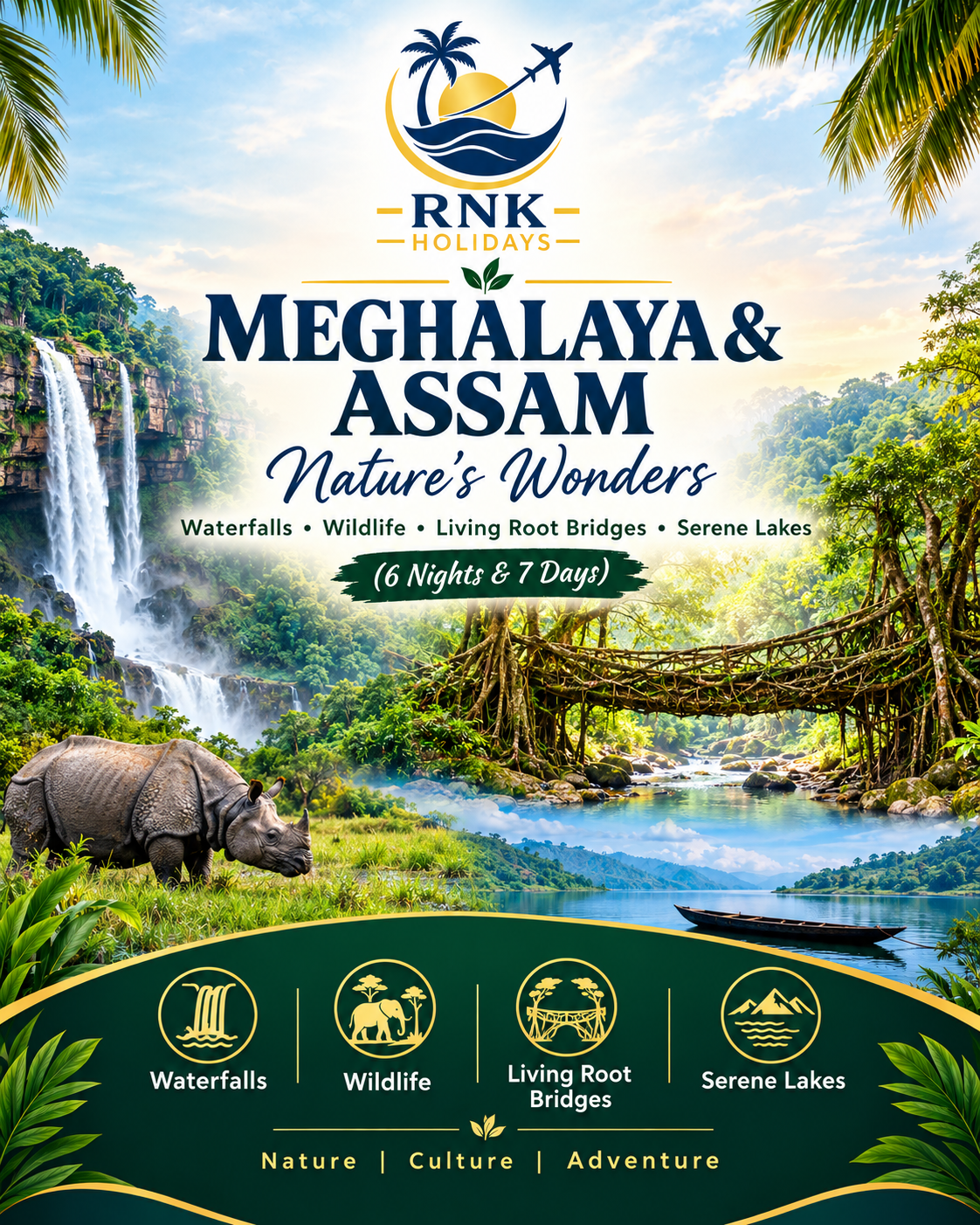 📞 Contact & Reservation Details Tour Operator: RNK HOLIDAYS (Your Journey, Our Commitment) Call / WhatsApp: +91 9833069286 / +91 9769490411 Email: info.rnkholidays@gmail.com Office Address: Shop No. 3, Sindhu Garden, Y K Nagar, Ganpati Mandir Road, Virar (West) – 401209, Maharashtra