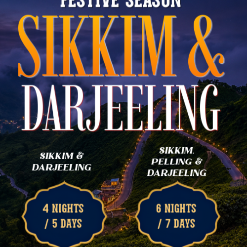 Sikkim & Darjeeling Festive Season (4N / 5D)Himalayan Peaks • Sacred Lakes • Tea Gardens & Monasteries Route: 2 Nights Gangtok + 2 Nights Darjeeling Pickup & Drop: Bagdogra Airport (IXB) / NJP 💰 Special Festive Pricing (Per Person Basis)Group SizePackage Cost Per PersonTravel Setup4 Pax₹13,499/- per person Dedicated private vehicle for transfers & sightseeing 6 Pax₹13,666/- per person Dedicated private vehicle for transfers & sightseeing ✨ Diwali Festive Special Offer — Valid for the upcoming festive travel season. 🗺️ Day-Wise Tour ItineraryDay 1: Bagdogra (IXB) ➔ Gangtok Transfer Warm meet & greet upon arrival at Bagdogra Airport (IXB) / NJP Station. Scenic mountain drive ascending along the Teesta River towards Gangtok (5,500 ft). Check into hotel and relax. Spend the evening strolling along MG Marg for shopping and local dining. Overnight stay in Gangtok. Day 2: Excursion to Tsomgo Lake & Baba Mandir Early breakfast at the hotel. Drive to the high-altitude, sacred Tsomgo Lake (Changu Lake) at 12,400 ft, surrounded by alpine peaks. Visit the historic Baba Harbhajan Singh Mandir. (Optional: Nathula Pass on Indo-China border, subject to permits & direct payment).Return to Gangtok in the evening. Overnight stay in Gangtok. Day 3: Gangtok ➔ Darjeeling Transfer Breakfast at the hotel and check out. Enjoy a picturesque drive through rolling green tea hills into Darjeeling, the ‘Queen of the Hills’. Check into hotel upon arrival. Evening free to explore Darjeeling Mall Road (Chowrasta) and colonial cafes. Overnight stay in Darjeeling. Day 4: Full-Day Darjeeling Sightseeing Early morning excursion (approx. 4:00 AM) to Tiger Hill for sunrise over Mt. Kanchenjunga, followed by visits to Batasia Loop and Ghoom Monastery.Return for breakfast, then proceed for local sightseeing: Himalayan Mountaineering Institute (HMI), Padmaja Naidu Himalayan Zoological Park, Tenzing Rock, Tibetan Refugee Self-Help Centre, and lush tea gardens. Evening at leisure. Overnight stay in Darjeeling. Day 5: Darjeeling ➔ Bagdogra (IXB) Departure Breakfast at hotel and complete check-out. Drive down through Kurseong/Mirik tea gardens to Bagdogra Airport (IXB) for your scheduled flight home.