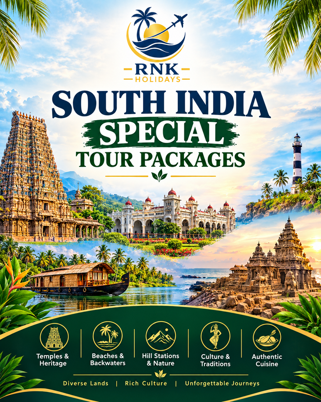 📞 Contact & Reservation Details Tour Operator: RNK HOLIDAYS (Your Journey, Our Commitment) Call / WhatsApp: +91 9833069286 / +91 9769490411 Email: info.rnkholidays@gmail.com Office Address: Shop No. 3, Sindhu Garden, Y K Nagar, Ganpati Mandir Road, Virar (West) – 401209, Maharashtra